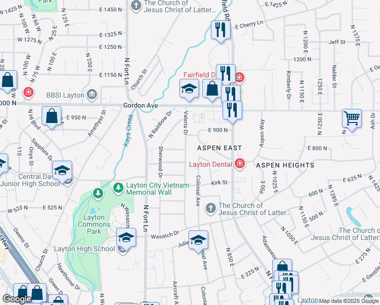map of restaurants, bars, coffee shops, grocery stores, and more near 794 North Valeria Drive in Layton