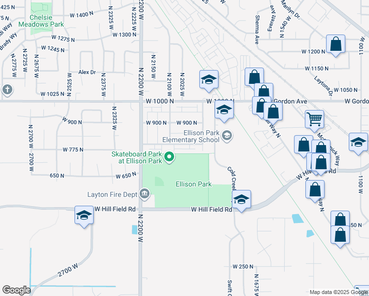 map of restaurants, bars, coffee shops, grocery stores, and more near 850 North 2200 West in Layton