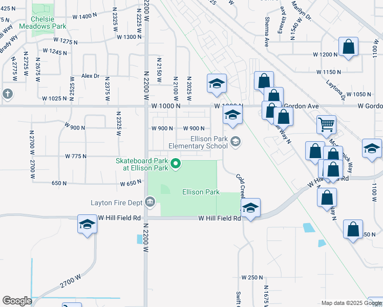 map of restaurants, bars, coffee shops, grocery stores, and more near 850 North 2200 West in Layton