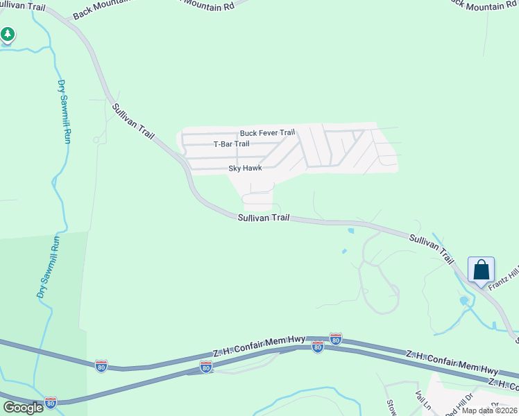 map of restaurants, bars, coffee shops, grocery stores, and more near Sullivan Trail in Scotrun