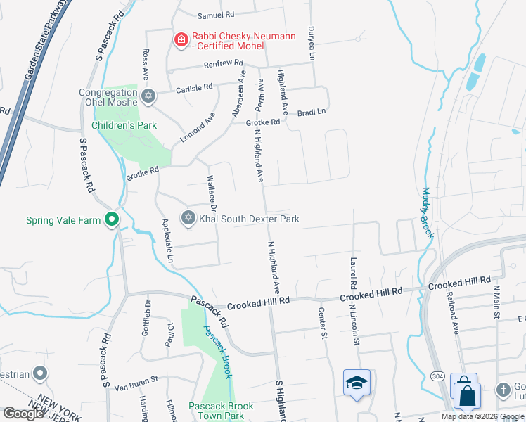 map of restaurants, bars, coffee shops, grocery stores, and more near 260 North Highland Avenue in Pearl River