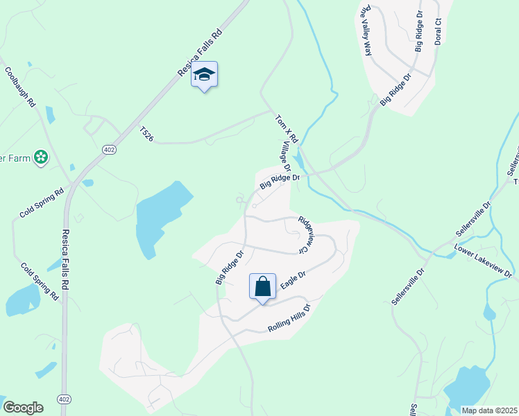 map of restaurants, bars, coffee shops, grocery stores, and more near 208 Hawthorne Village Court in East Stroudsburg