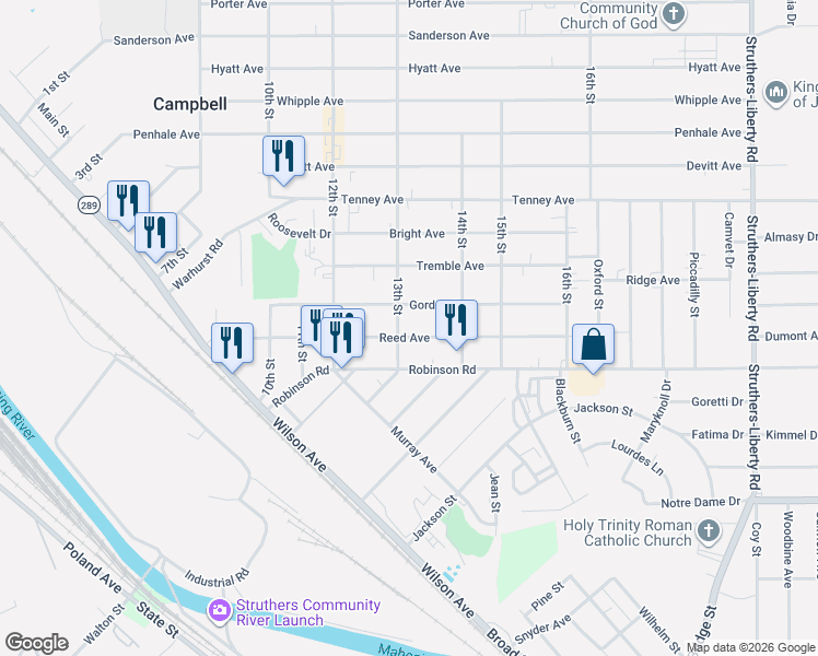 map of restaurants, bars, coffee shops, grocery stores, and more near 182 Reed Avenue in Campbell