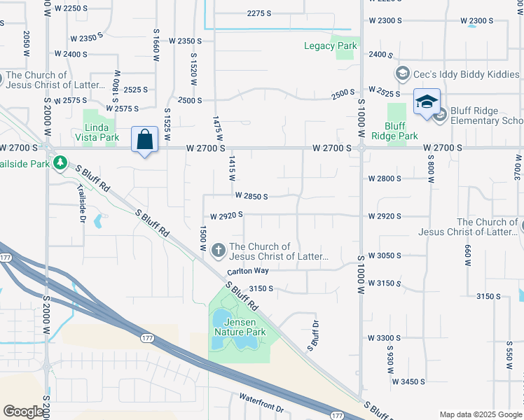 map of restaurants, bars, coffee shops, grocery stores, and more near 1316W West 2920 South in Syracuse