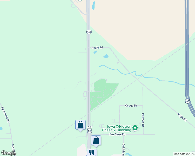 map of restaurants, bars, coffee shops, grocery stores, and more near 12771-12825 Highway 149 in Ottumwa