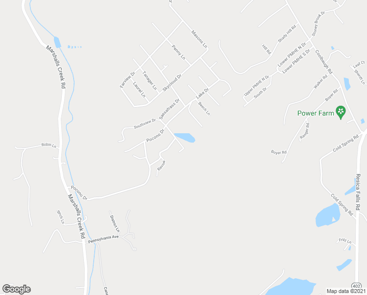map of restaurants, bars, coffee shops, grocery stores, and more near Acorn in East Stroudsburg