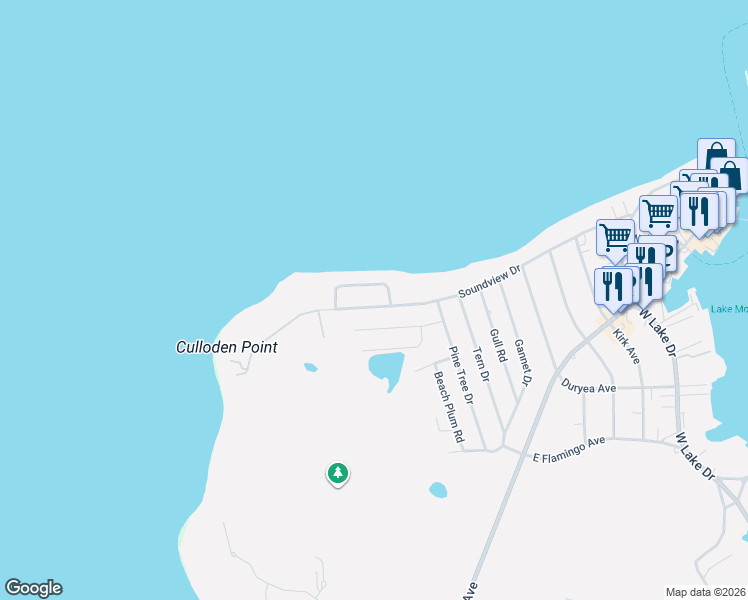 map of restaurants, bars, coffee shops, grocery stores, and more near 159 Soundview Drive in Montauk