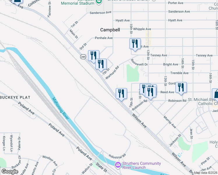 map of restaurants, bars, coffee shops, grocery stores, and more near 3125 Wilson Avenue in Campbell