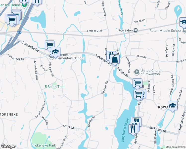 map of restaurants, bars, coffee shops, grocery stores, and more near 25 Pheasant Run in Darien