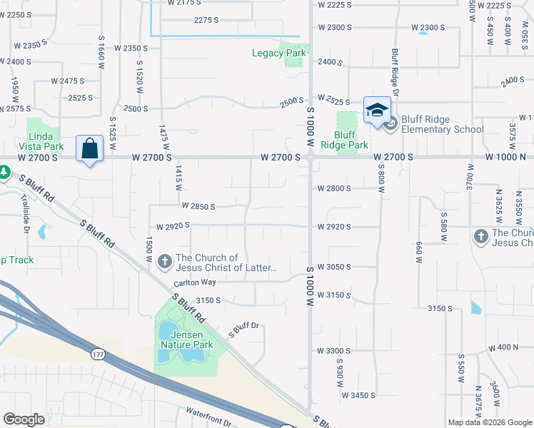 map of restaurants, bars, coffee shops, grocery stores, and more near 1167 West 2920 South in Syracuse