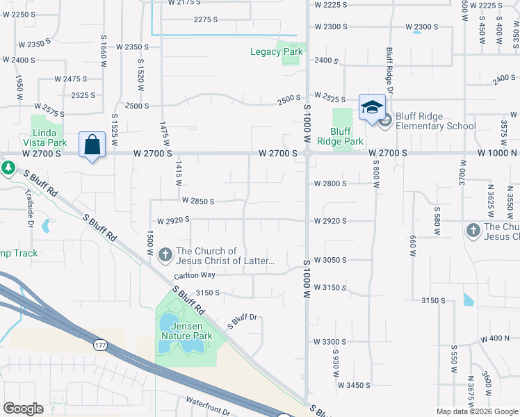 map of restaurants, bars, coffee shops, grocery stores, and more near 1167 West 2920 South in Syracuse
