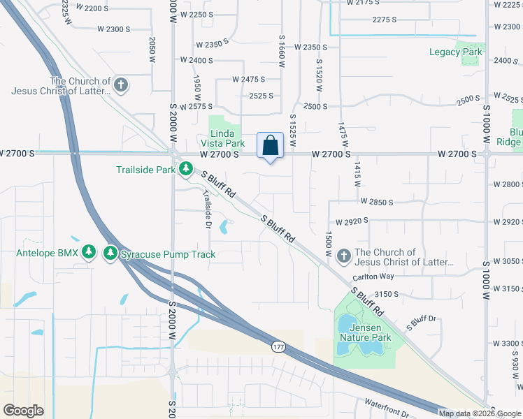 map of restaurants, bars, coffee shops, grocery stores, and more near Syracuse Trail in Syracuse