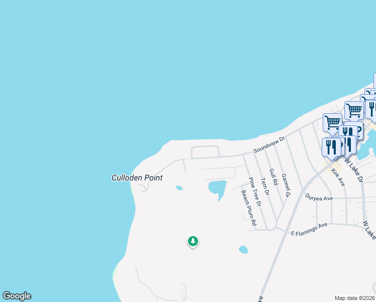 map of restaurants, bars, coffee shops, grocery stores, and more near 167 Soundview Drive in Montauk