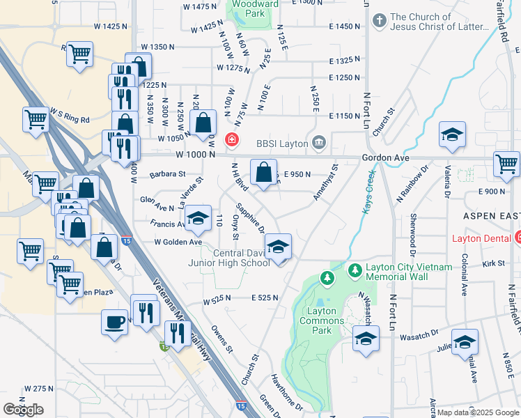 map of restaurants, bars, coffee shops, grocery stores, and more near 26 West 825 North in Layton