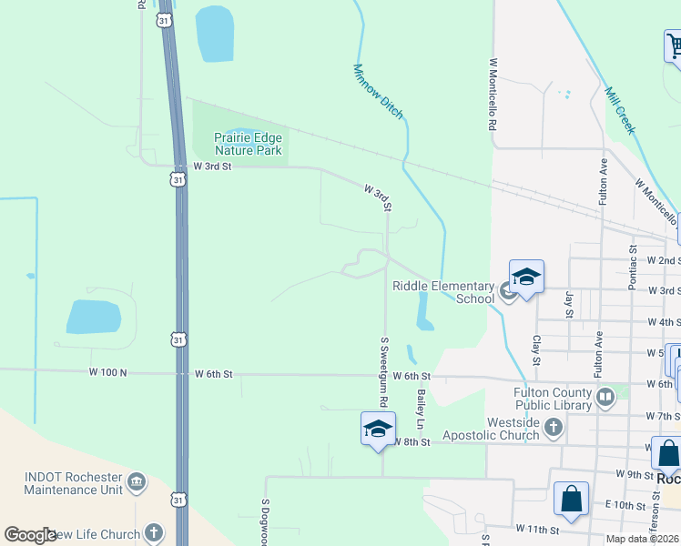 map of restaurants, bars, coffee shops, grocery stores, and more near 1111 West Ridge Road in Rochester