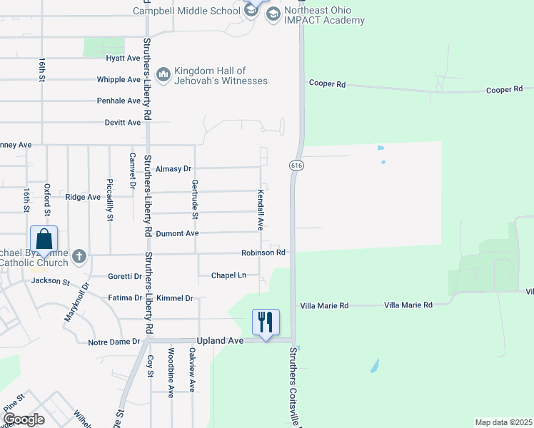 map of restaurants, bars, coffee shops, grocery stores, and more near 291 Kendall Avenue in Campbell