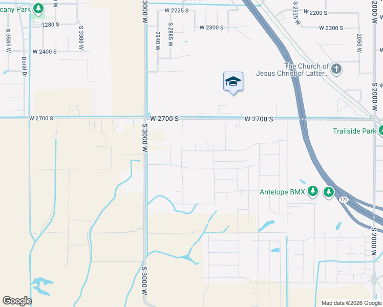 map of restaurants, bars, coffee shops, grocery stores, and more near 2815 West 2850 South in Syracuse