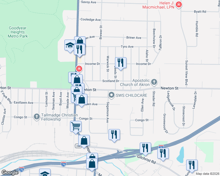 map of restaurants, bars, coffee shops, grocery stores, and more near in 