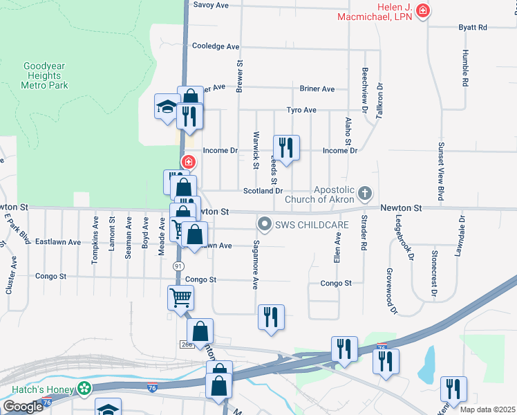 map of restaurants, bars, coffee shops, grocery stores, and more near in 