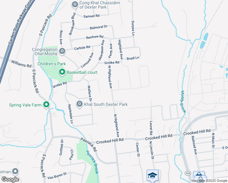 map of restaurants, bars, coffee shops, grocery stores, and more near 277 North Highland Avenue in Pearl River