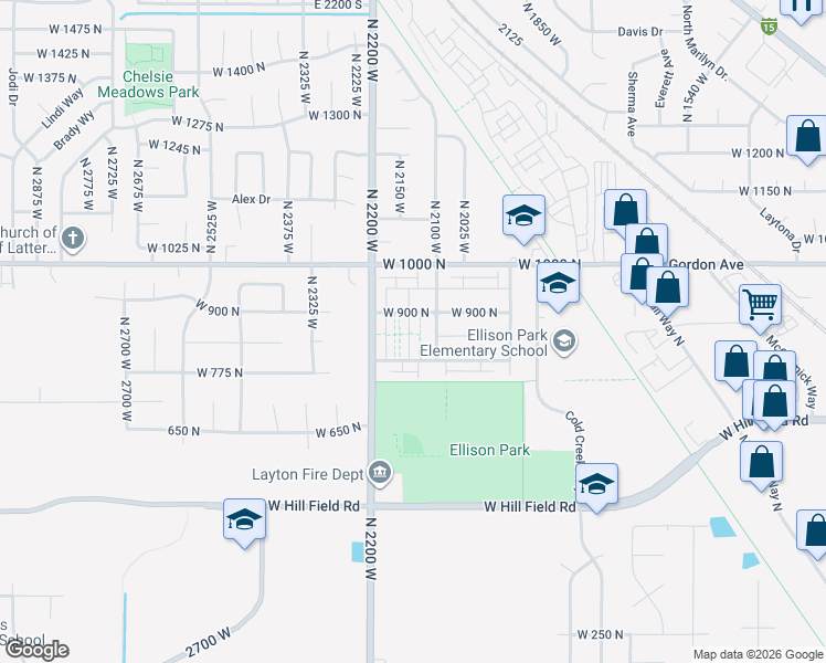 map of restaurants, bars, coffee shops, grocery stores, and more near 850 2150 West Street in Layton