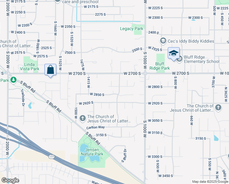 map of restaurants, bars, coffee shops, grocery stores, and more near 1255 2850 South in Syracuse