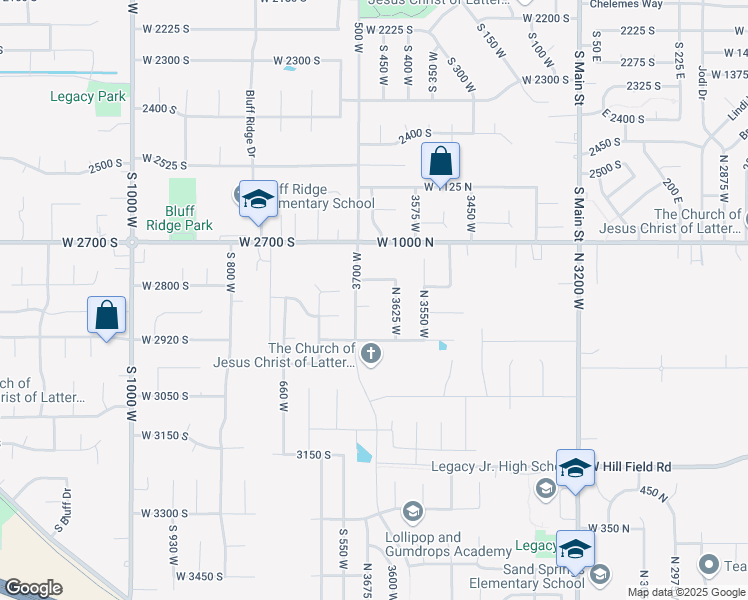 map of restaurants, bars, coffee shops, grocery stores, and more near 3684 West 850 North in Layton