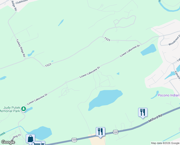 map of restaurants, bars, coffee shops, grocery stores, and more near 376-414 Lower Lakeview Drive in East Stroudsburg
