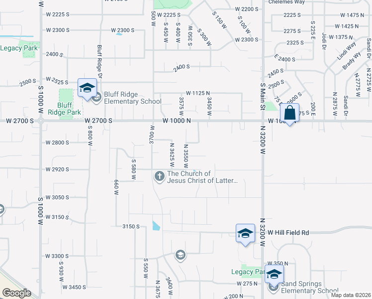 map of restaurants, bars, coffee shops, grocery stores, and more near 883 North 3550 West in Layton
