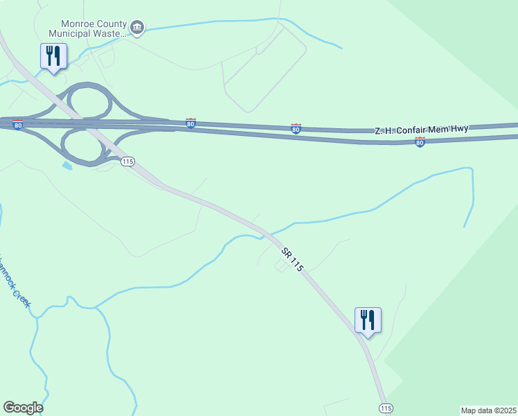 map of restaurants, bars, coffee shops, grocery stores, and more near 115 Hetter Lane in Blakeslee
