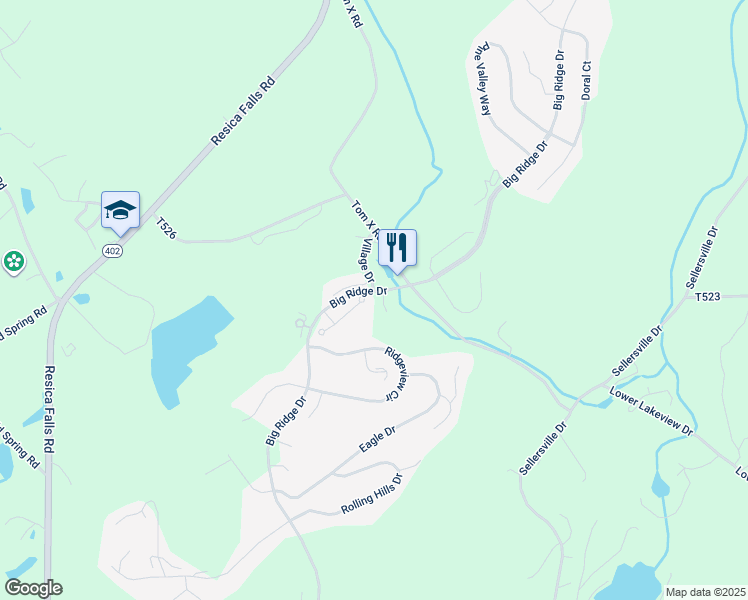 map of restaurants, bars, coffee shops, grocery stores, and more near 240 Hawthorne Village Court in East Stroudsburg