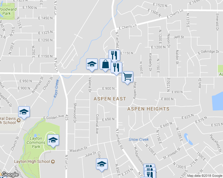 map of restaurants, bars, coffee shops, grocery stores, and more near 814 Aspen East Drive in Layton