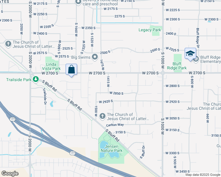 map of restaurants, bars, coffee shops, grocery stores, and more near 2817 South 1415 West in Syracuse