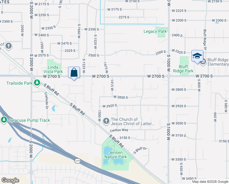 map of restaurants, bars, coffee shops, grocery stores, and more near 2817 1415 West in Syracuse