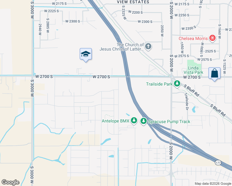 map of restaurants, bars, coffee shops, grocery stores, and more near 2813 2400 West Street in Syracuse