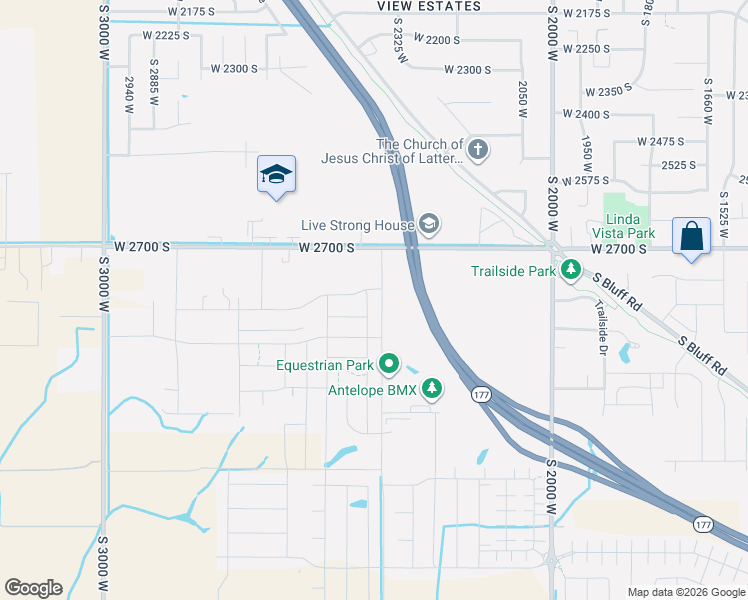 map of restaurants, bars, coffee shops, grocery stores, and more near South 2425 West in Layton