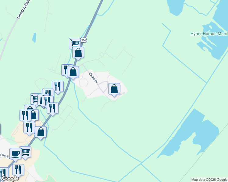 map of restaurants, bars, coffee shops, grocery stores, and more near 14 Rhea Run in Newton