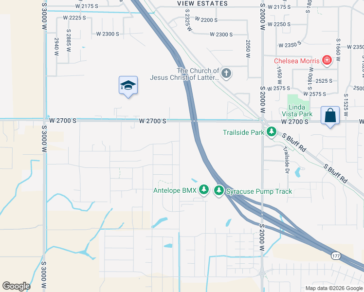 map of restaurants, bars, coffee shops, grocery stores, and more near 2813 2400 West Street in Syracuse