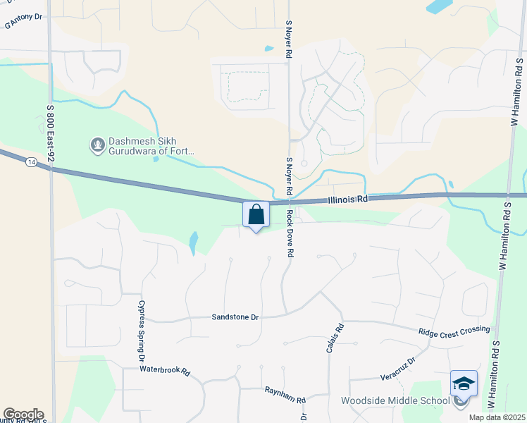 map of restaurants, bars, coffee shops, grocery stores, and more near 14125 Illinois Road in Fort Wayne