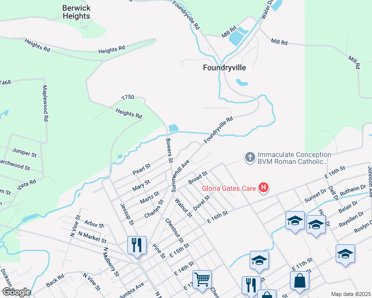 map of restaurants, bars, coffee shops, grocery stores, and more near 1220 Briar Manor in Berwick