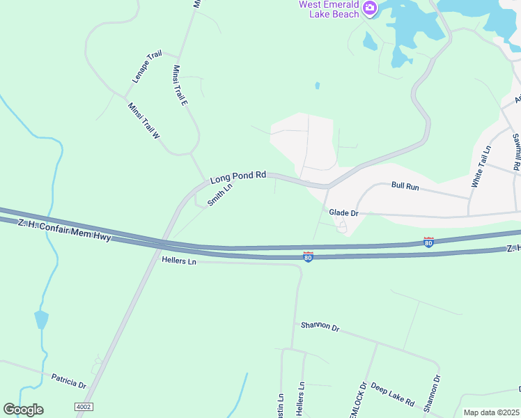 map of restaurants, bars, coffee shops, grocery stores, and more near 2258 Long Pond Road in Long Pond
