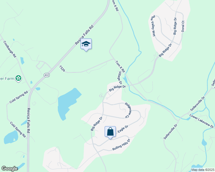 map of restaurants, bars, coffee shops, grocery stores, and more near 266 Turnberry Village in East Stroudsburg