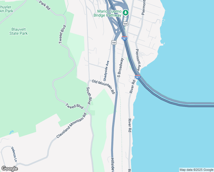 map of restaurants, bars, coffee shops, grocery stores, and more near 34 Old Mountain Road in Nyack