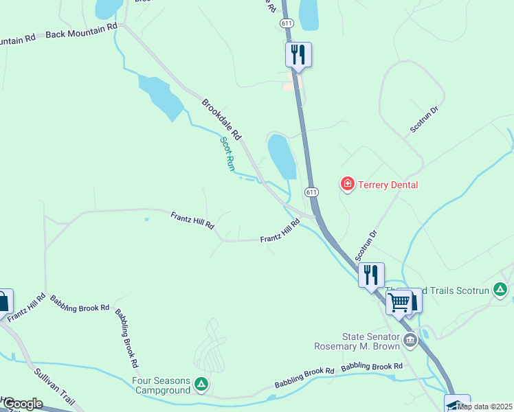 map of restaurants, bars, coffee shops, grocery stores, and more near 2630 Brookdale Road in Monroe County