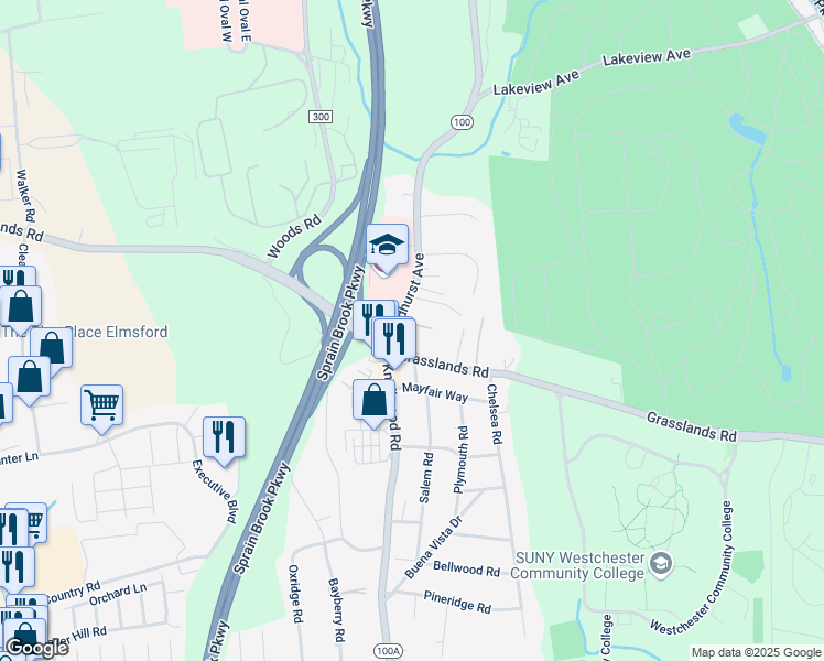 map of restaurants, bars, coffee shops, grocery stores, and more near 46 Pleasant Ridge Road in Valhalla