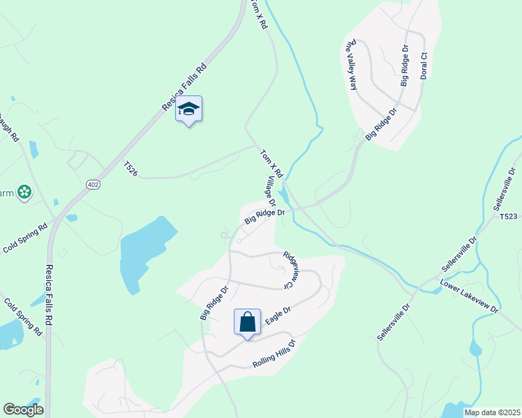 map of restaurants, bars, coffee shops, grocery stores, and more near Turnberry Village in East Stroudsburg