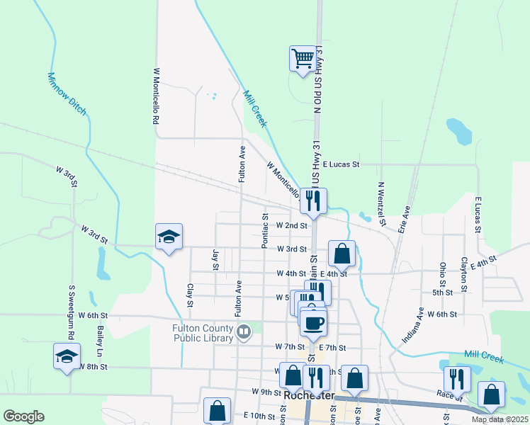 map of restaurants, bars, coffee shops, grocery stores, and more near 197 Pontiac Street in Rochester