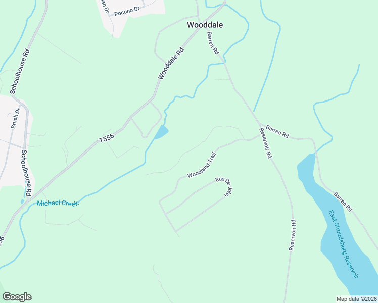 map of restaurants, bars, coffee shops, grocery stores, and more near Lee Lane in East Stroudsburg