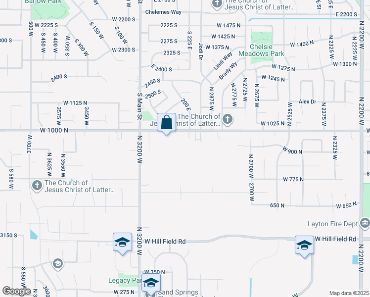 map of restaurants, bars, coffee shops, grocery stores, and more near 3003 West Gordon Avenue in Layton