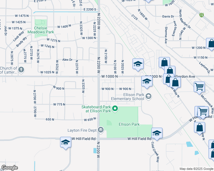 map of restaurants, bars, coffee shops, grocery stores, and more near 929 North 2125 West in Layton